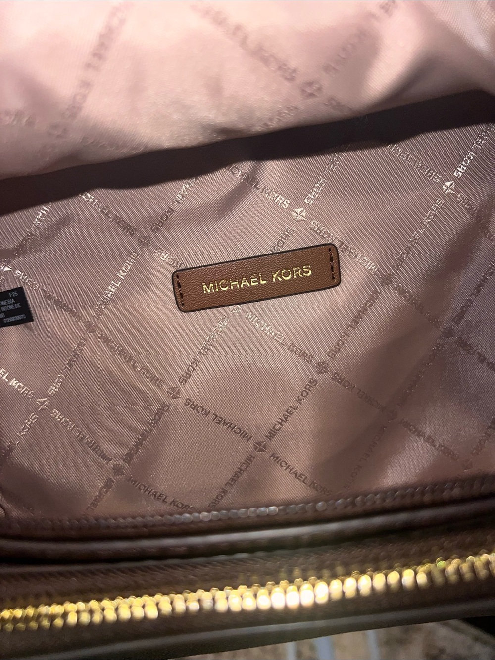 Michael Kors Brown Logo Crossbody with Tan Trim and Gold Chain - Picture 9 of 12